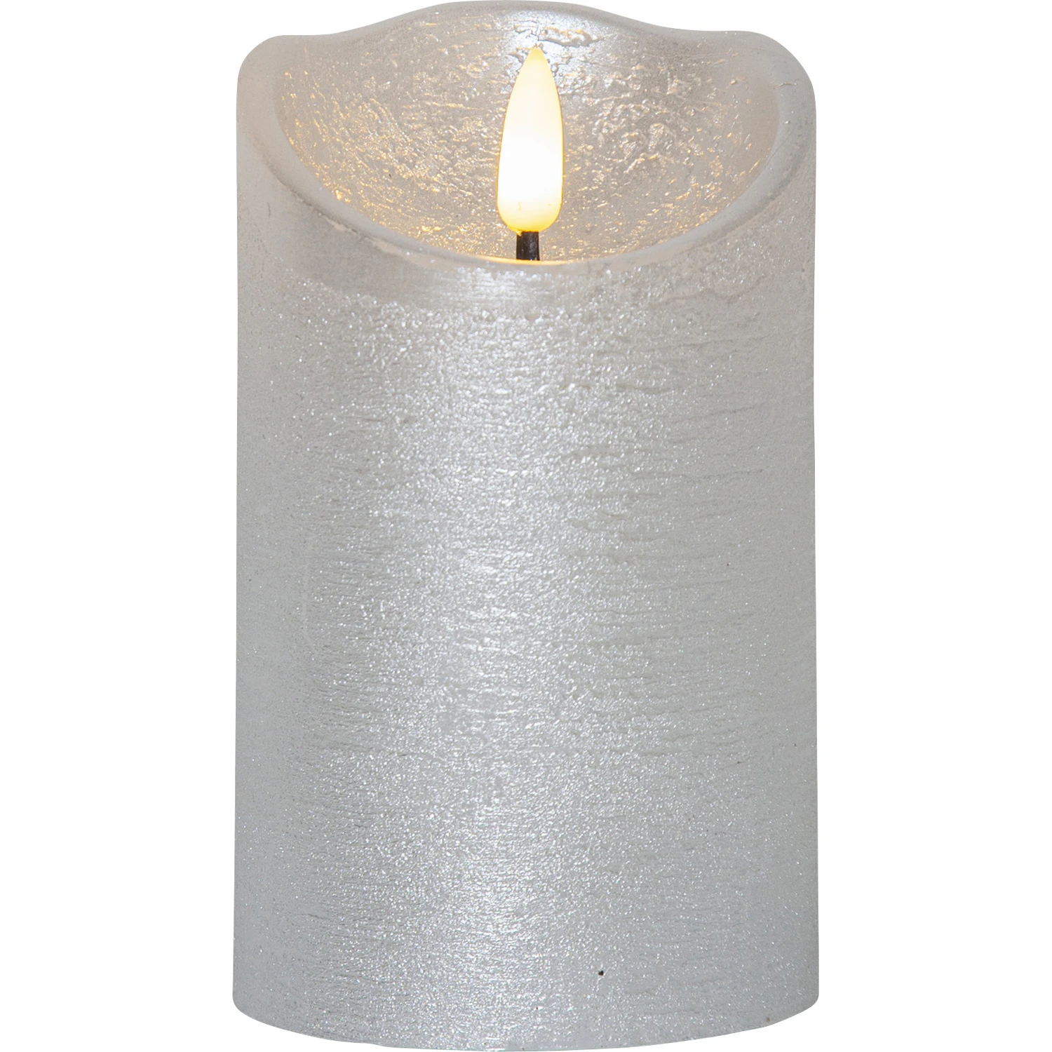 Star Trading Flamme Rustic Led Blockljus 12 Cm - LED-ljus Vax Silver