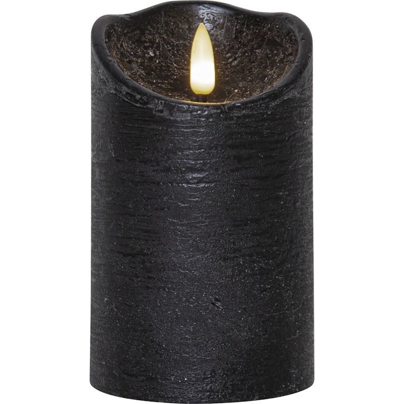 Flamme Rustic LED Blockljus Svart, 12 cm