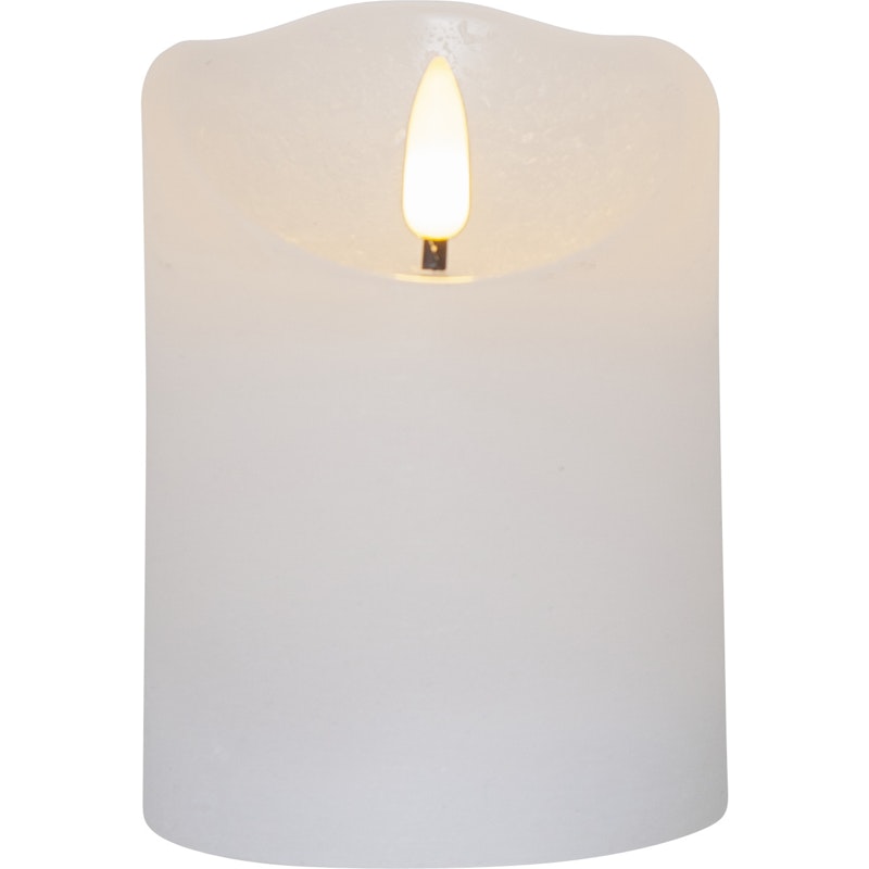 Flamme Rustic LED Blockljus Vit, 10 cm