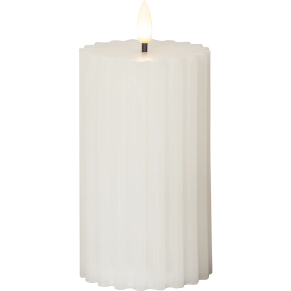 Star Trading Flamme Stripe Blockljus Led 15 Cm - LED-ljus Vax Vit