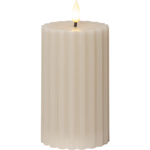 Star Trading Flamme Stripe Blockljus Led 15 Cm - LED-ljus Vax Beige