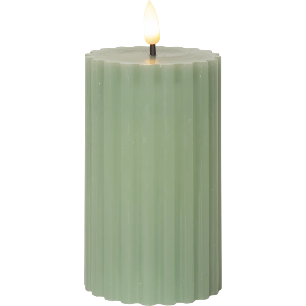 Star Trading Flamme Stripe Blockljus Led 15 Cm - LED-ljus Vax Gr&ouml;n