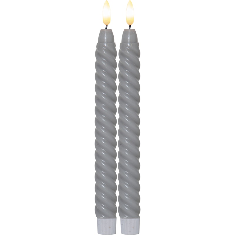 Flamme Swirl LED Antikljus 25 cm 2-pack, Grå