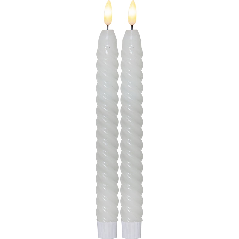 Flamme Swirl LED Antikljus 25 cm 2-pack, Vit