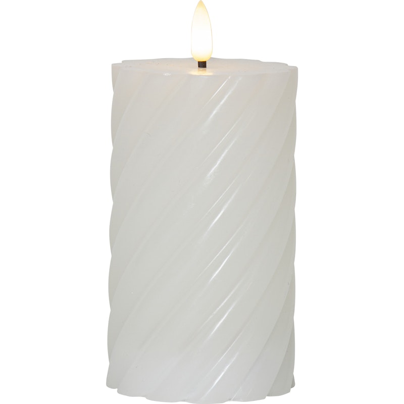 Flamme Swirl LED Blockljus 15 cm, Vit
