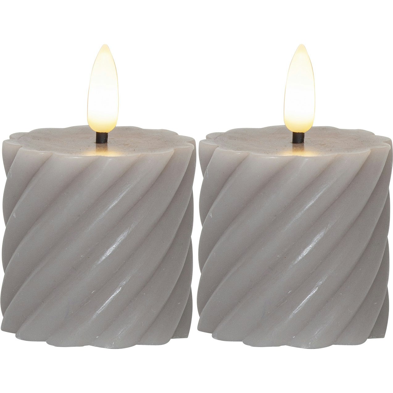 Star Trading Flamme Swirl Led Blockljus 7,5 Cm 2-pack - LED-ljus Vax Gr&aring;