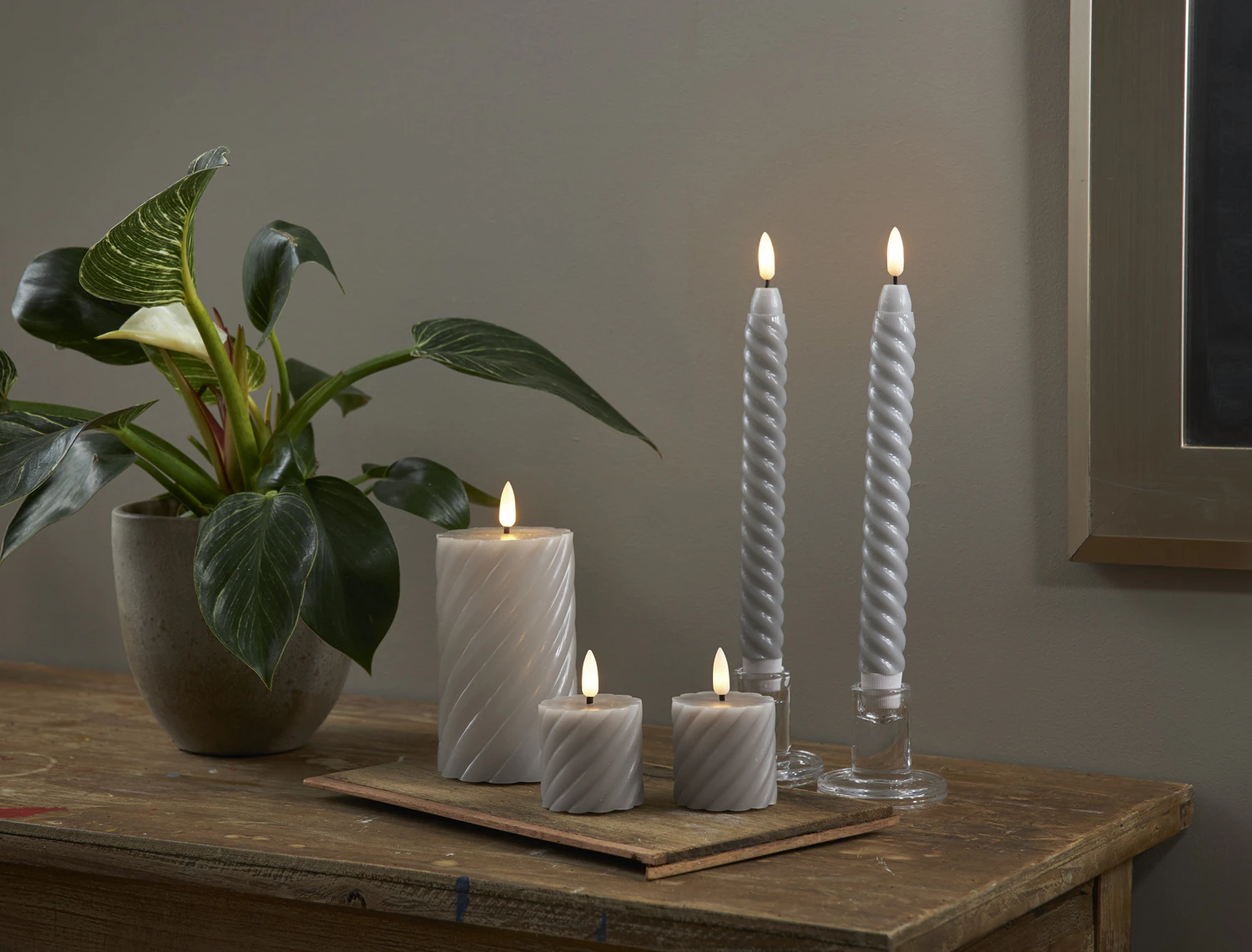 Star Trading Flamme Swirl Led Blockljus 7,5 Cm 2-pack, grå från Star Trading, bild 2