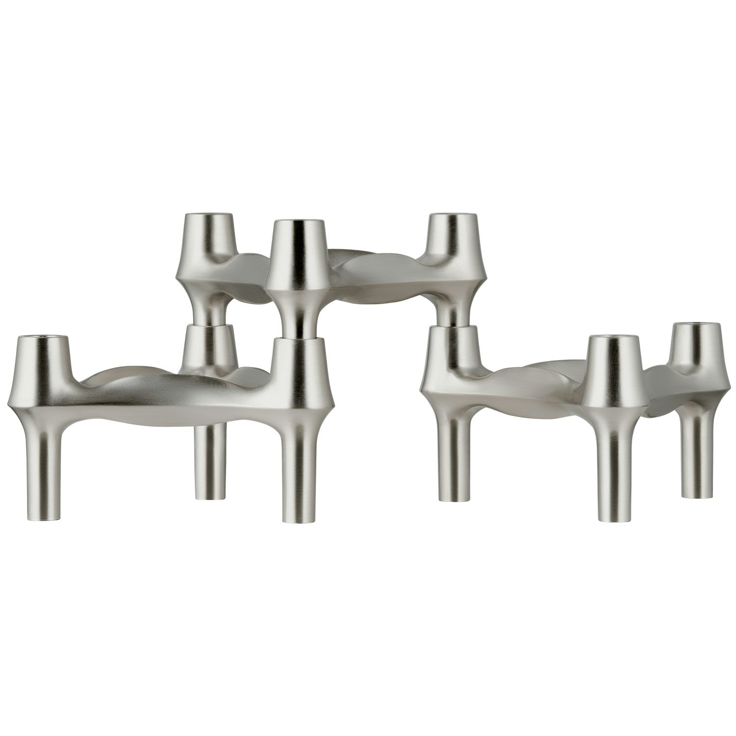 Stoff Nagel Bmf Ljusstake 3-pack Brushed Chrome - Ljusstakar Nickel Borstad Krom