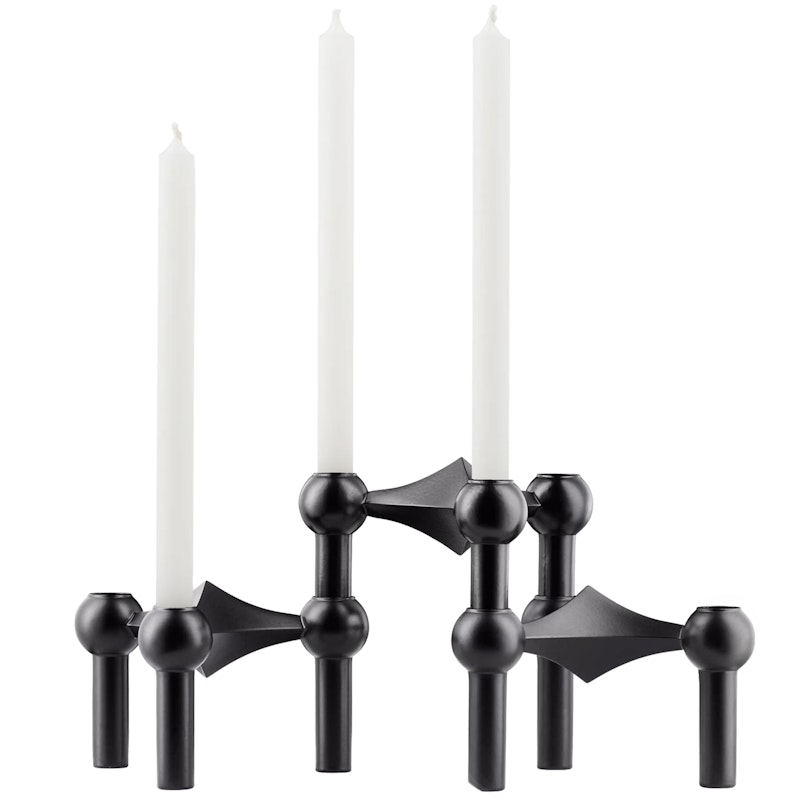 Stoff Nagel Ljusstake Mattsvart + Ljus 12-pack