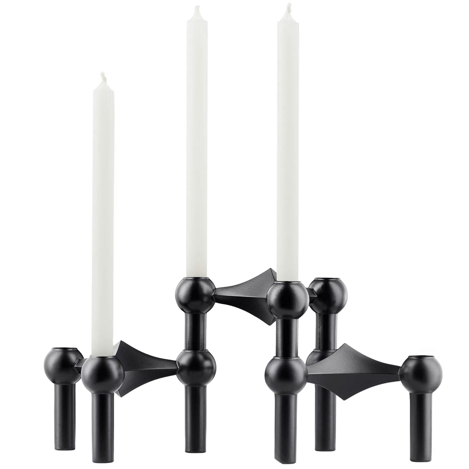 Stoff Nagel Ljusstake Matt + Ljus 12-pack - Ljusstakar Förkromad Metall Svart