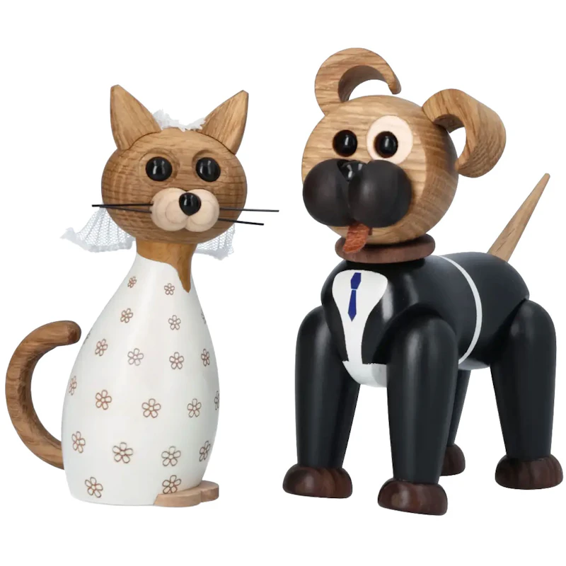 Happy & Lucky Träfigur Bröllopspar, 12,5 cm
