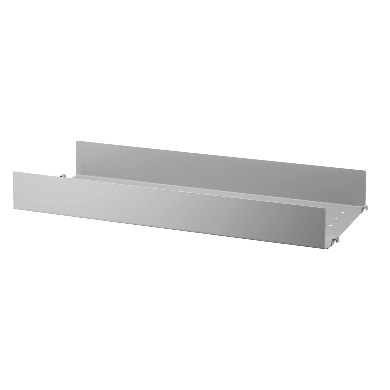 String Hyllplan Med Hög Kant Metall 20x58 Cm - Modulära hyllsystem Plåt Grå