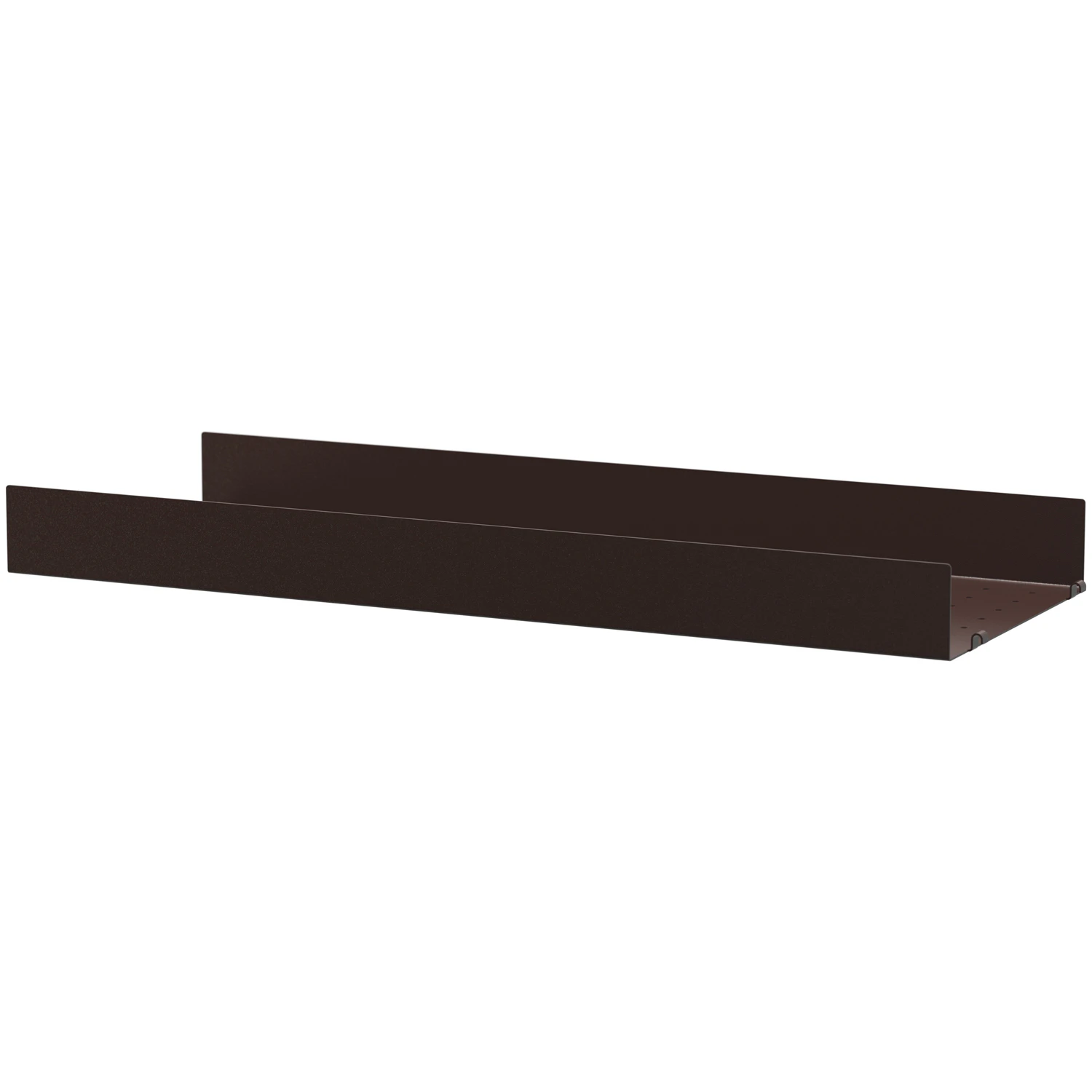 String Hyllplan Med Hög Kant Metall 30x78 Cm - Modulära hyllsystem Plåt Mörkbrun