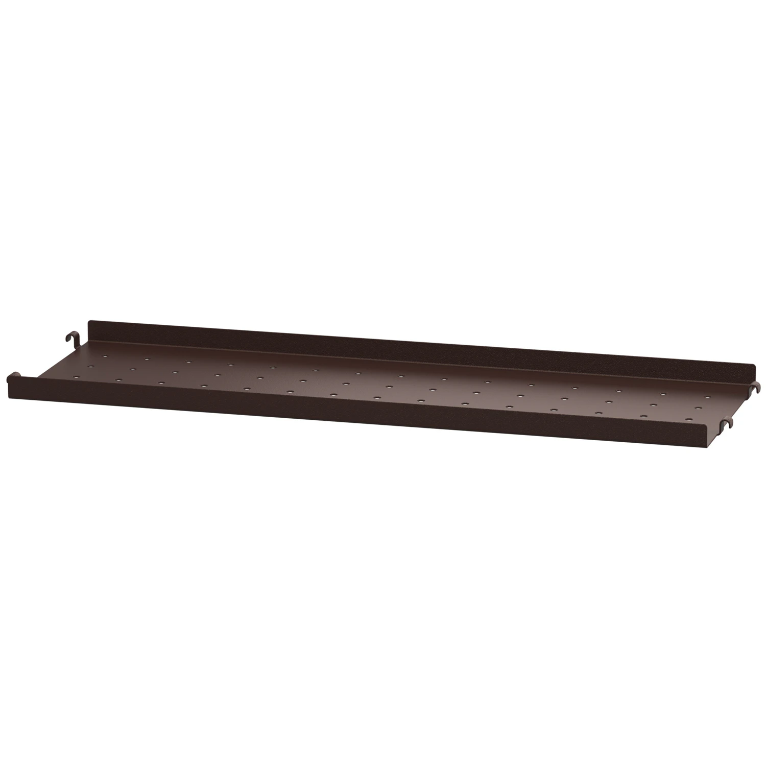 String Hyllplan Med Låg Kant Metall 58x20 Cm - Modulära hyllsystem Mörkbrun