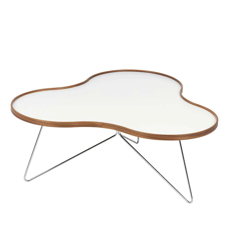 Flower Soffbord 114 cm, Vit/Ek/Krom