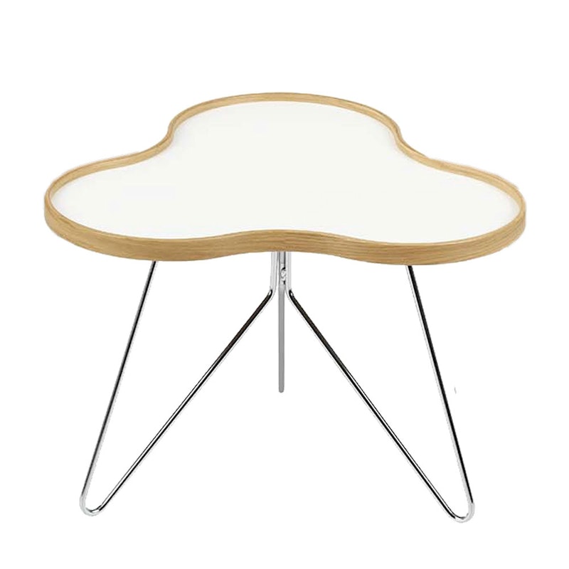 Flower Soffbord 66 cm, Vit/Ek/Krom