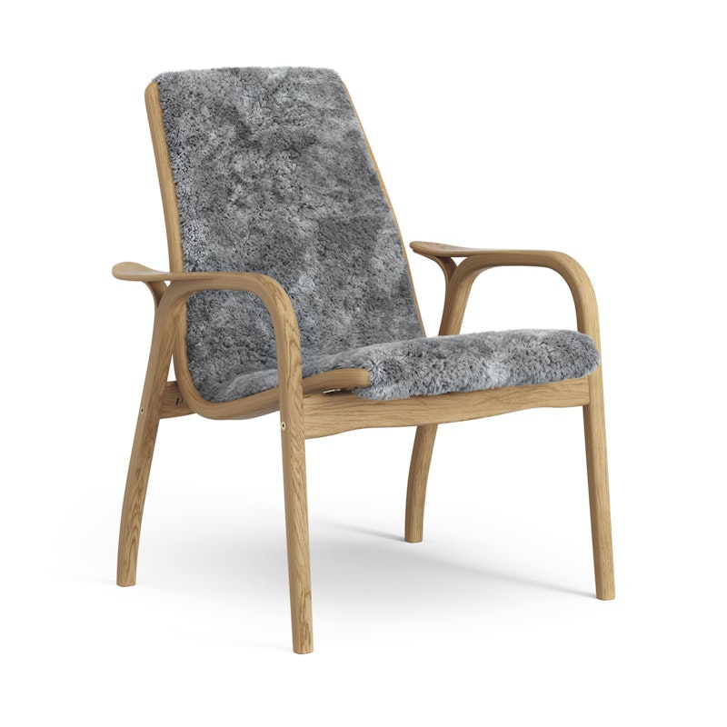 Laminett Fåtölj Fårskinn, Oljad Ek / Scandinavian Grey