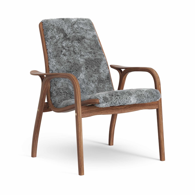 Laminett Fåtölj Fårskinn, Lackerad Valnöt / Scandinavian Grey