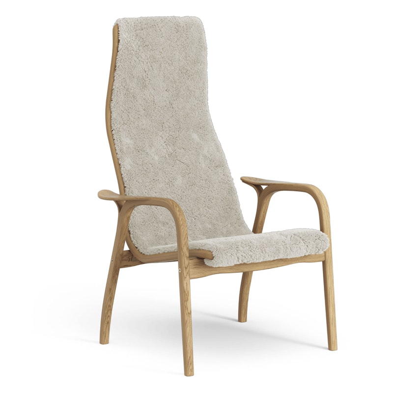 Lamino Fåtölj, Oljad Ek / Fårskinn Moonlight