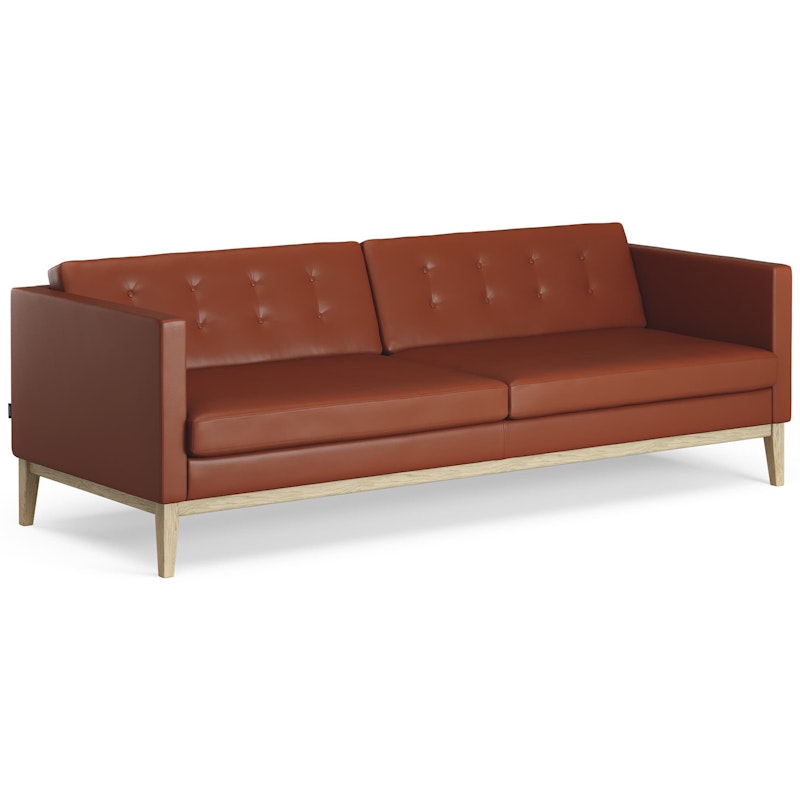 Madison 3-Sitssoffa Med Knappar, Elmo Leather Soft Brun