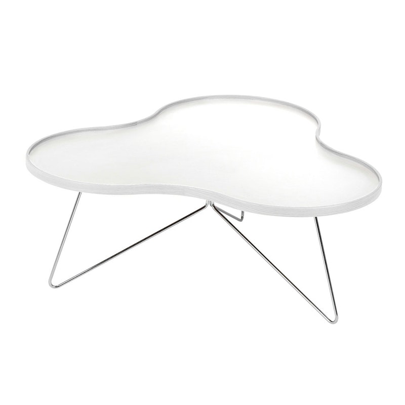 Flower Mono Soffbord 90 cm, Vitlaserad/Krom