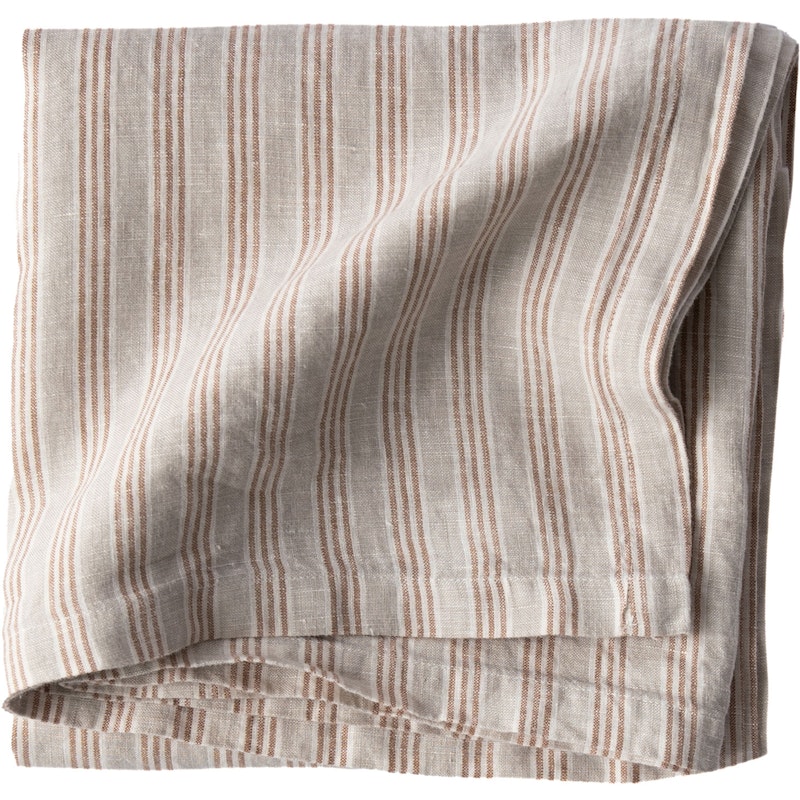 Linen Bordsduk 145x145 cm, Hazelnut Stripe