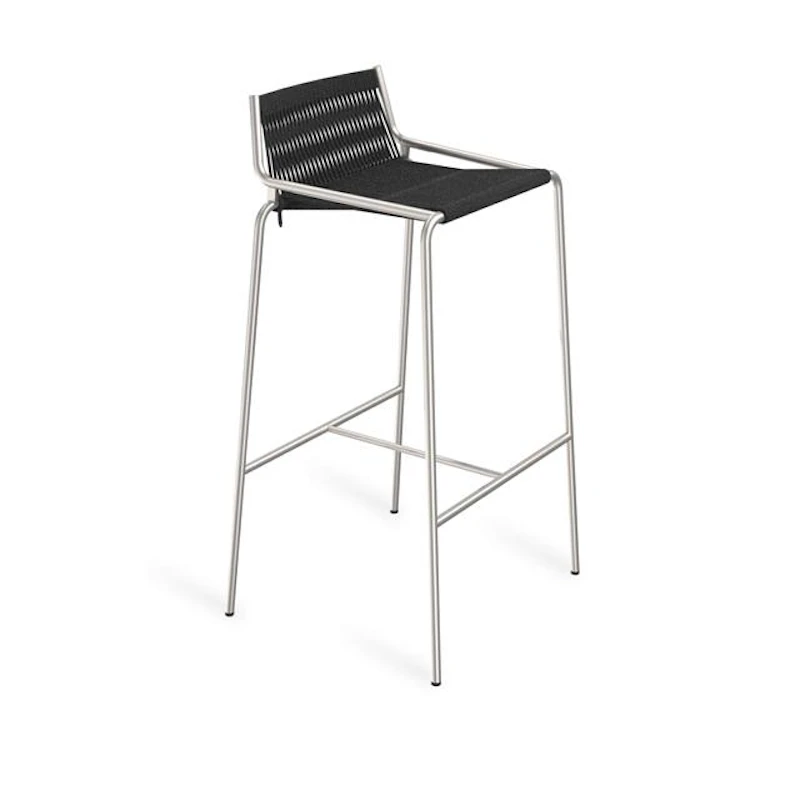Noel Barstol Rostfritt Stål/Svart Linne H77 cm