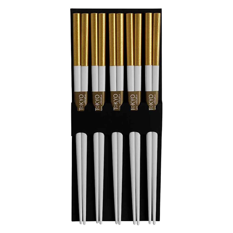 Ätpinnar 5-pack, Gold & White