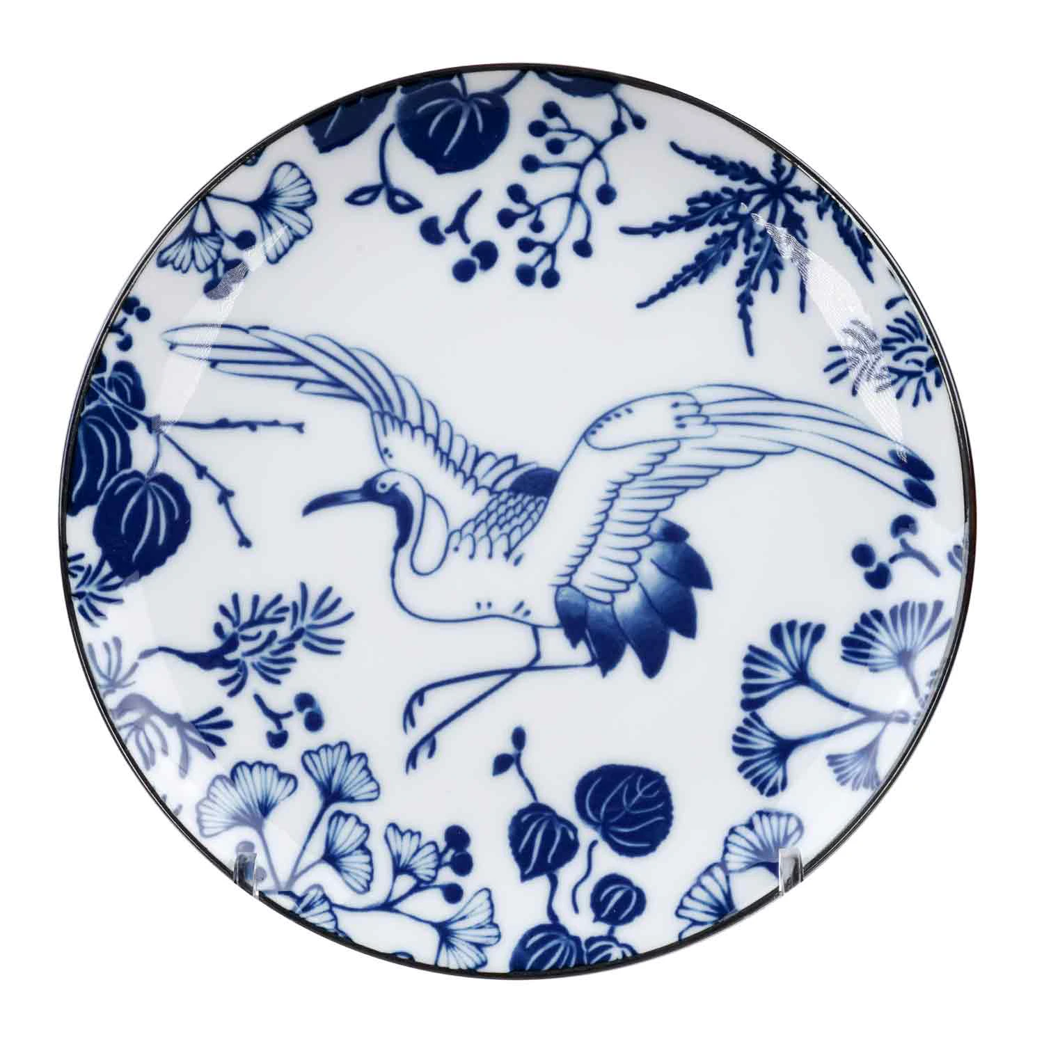 tokyo design studio flora japonica tallrik 20,6 cm crane - porslin blå