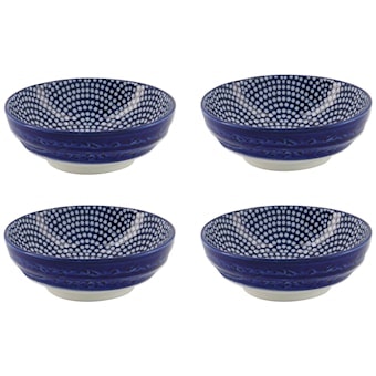 Tokyo Design Studio Nippon Blue S&aring;ssk&aring;l 4-pack Dots - Serveringssk&aring;lar Porslin Bl&aring;