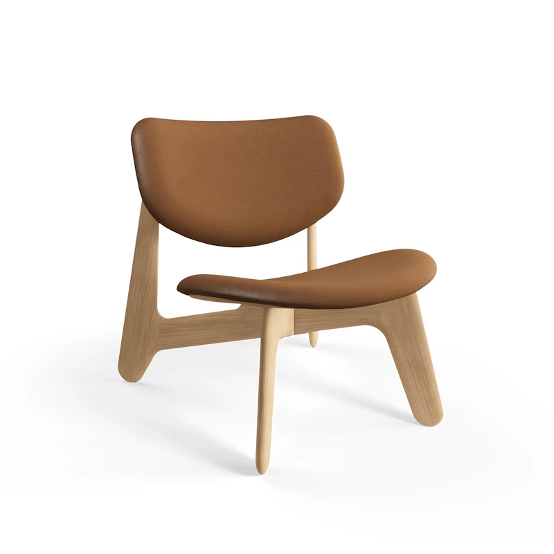 Slab Loungestol, Natur / Leather Cognac