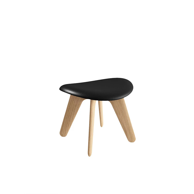 Slab Ottoman, Natur / Svart Läder