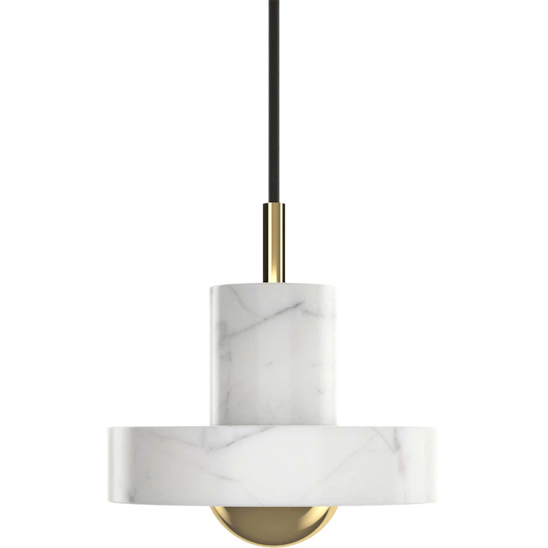 Stone Pendel, Vit Marmor / Guld