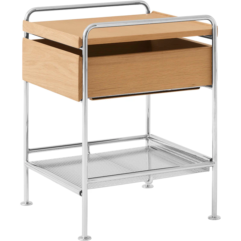 Alima NDS3 Sidobord, Krom / Lackerad Ek