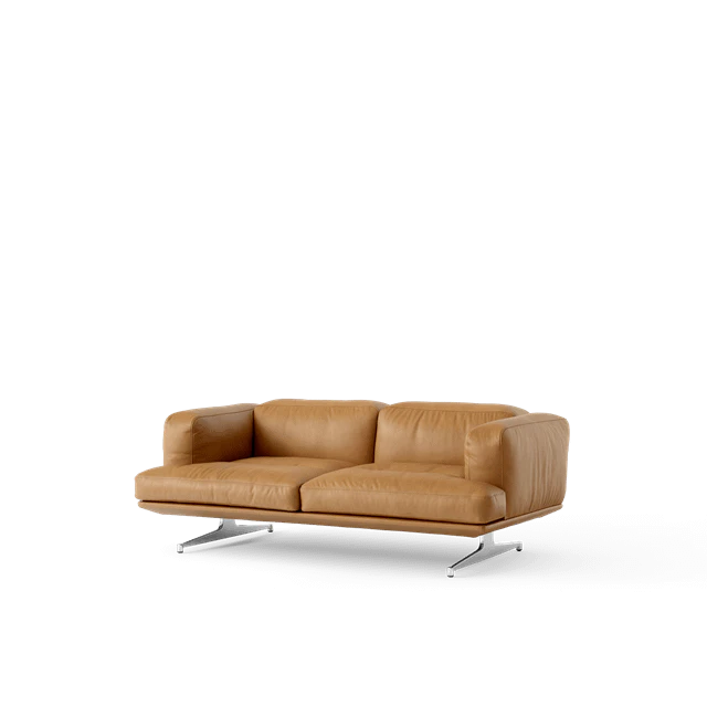 &Tradition Inland Av22 2-sits Soffa Cognac L&auml;der/polerad - 2-sitssoffor Textil Aluminium