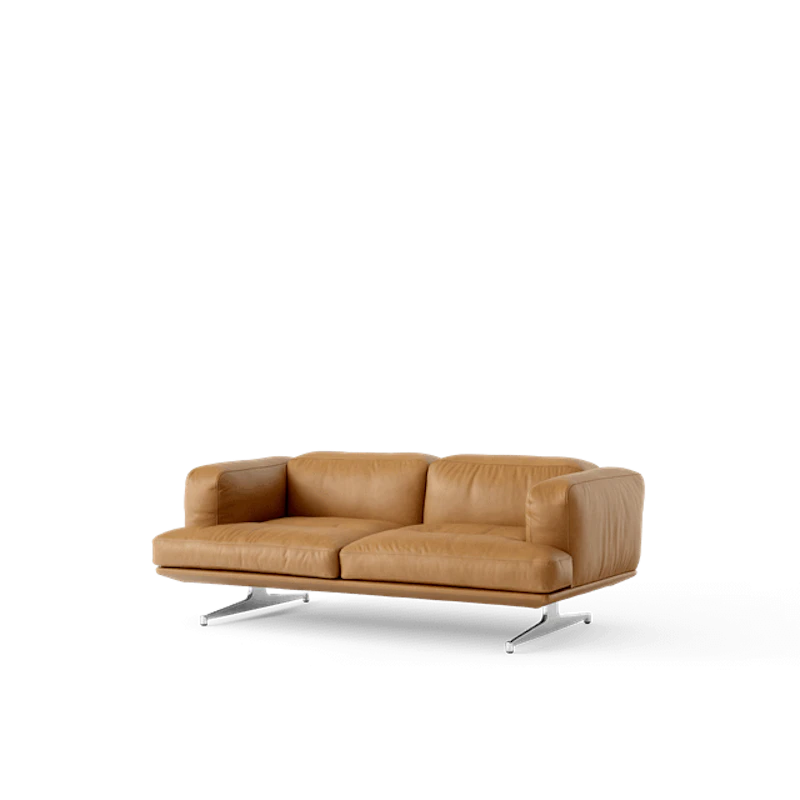 Inland AV22 2-Sits Soffa Cognac Läder/Polerad Aluminium