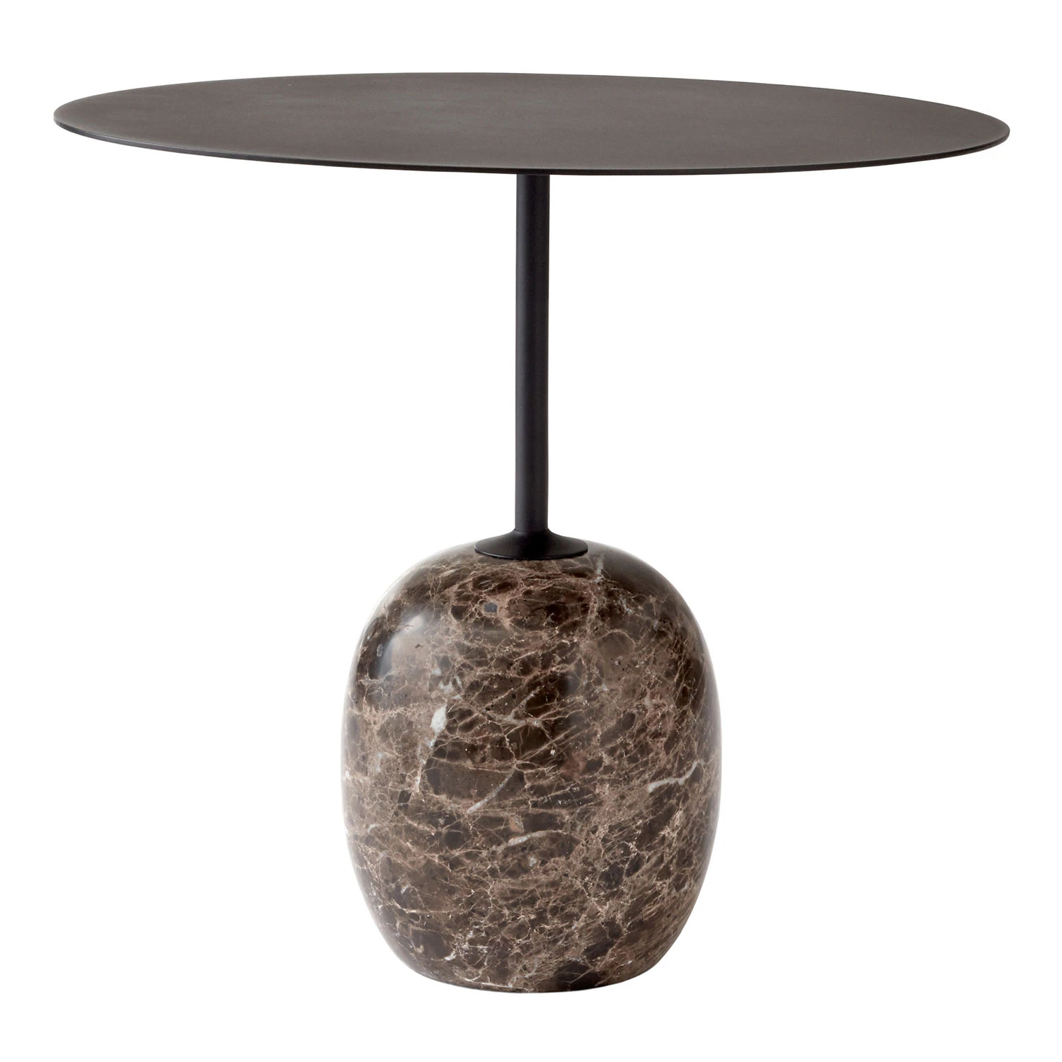 &tradition lato ln9 bord oval warm black / emparador marble - soffbord marmor emperador marble