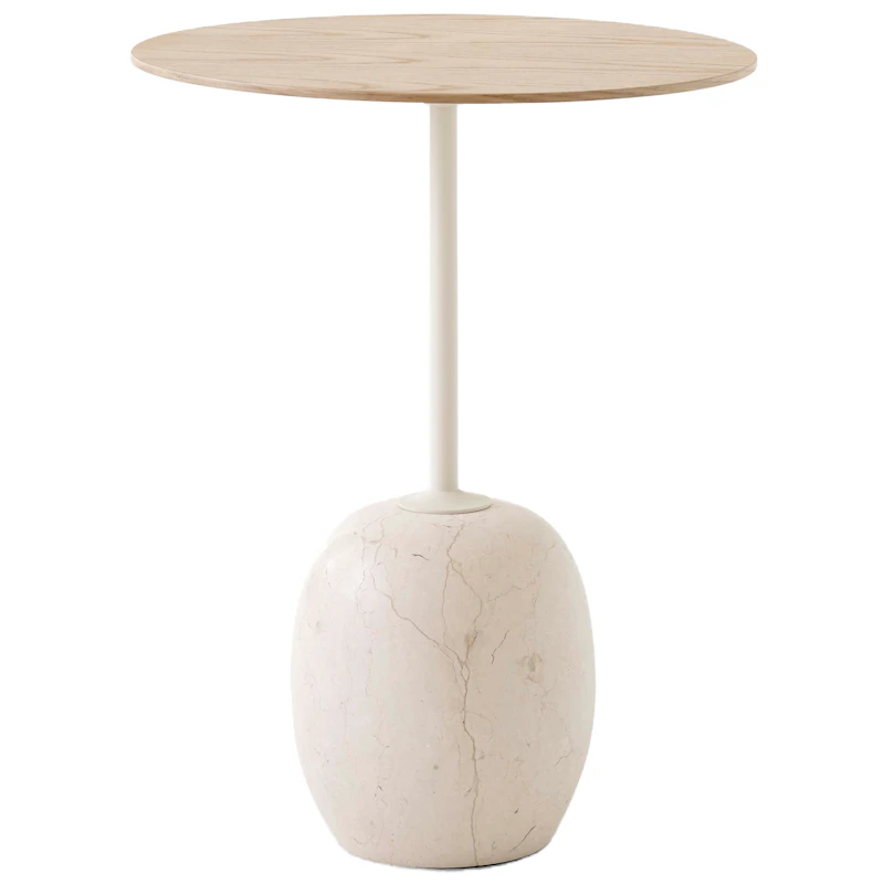 Lato LN8 Bord Rund, Lackerad Ek / Crema Diva Marble