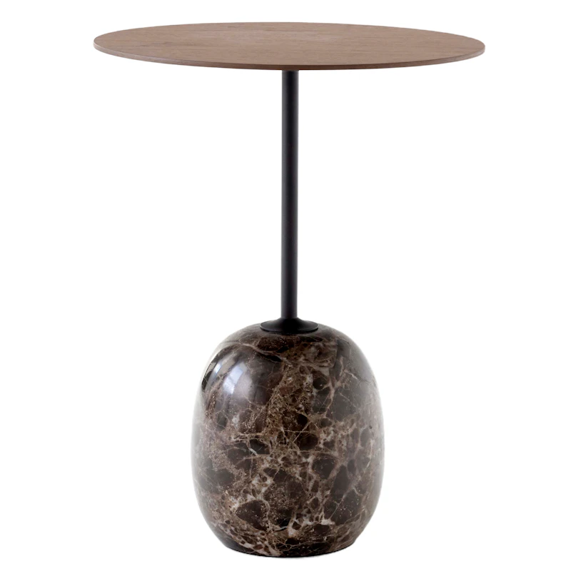 Lato LN8 Bord Rund, Lackerad Valnöt / Emperador Marble