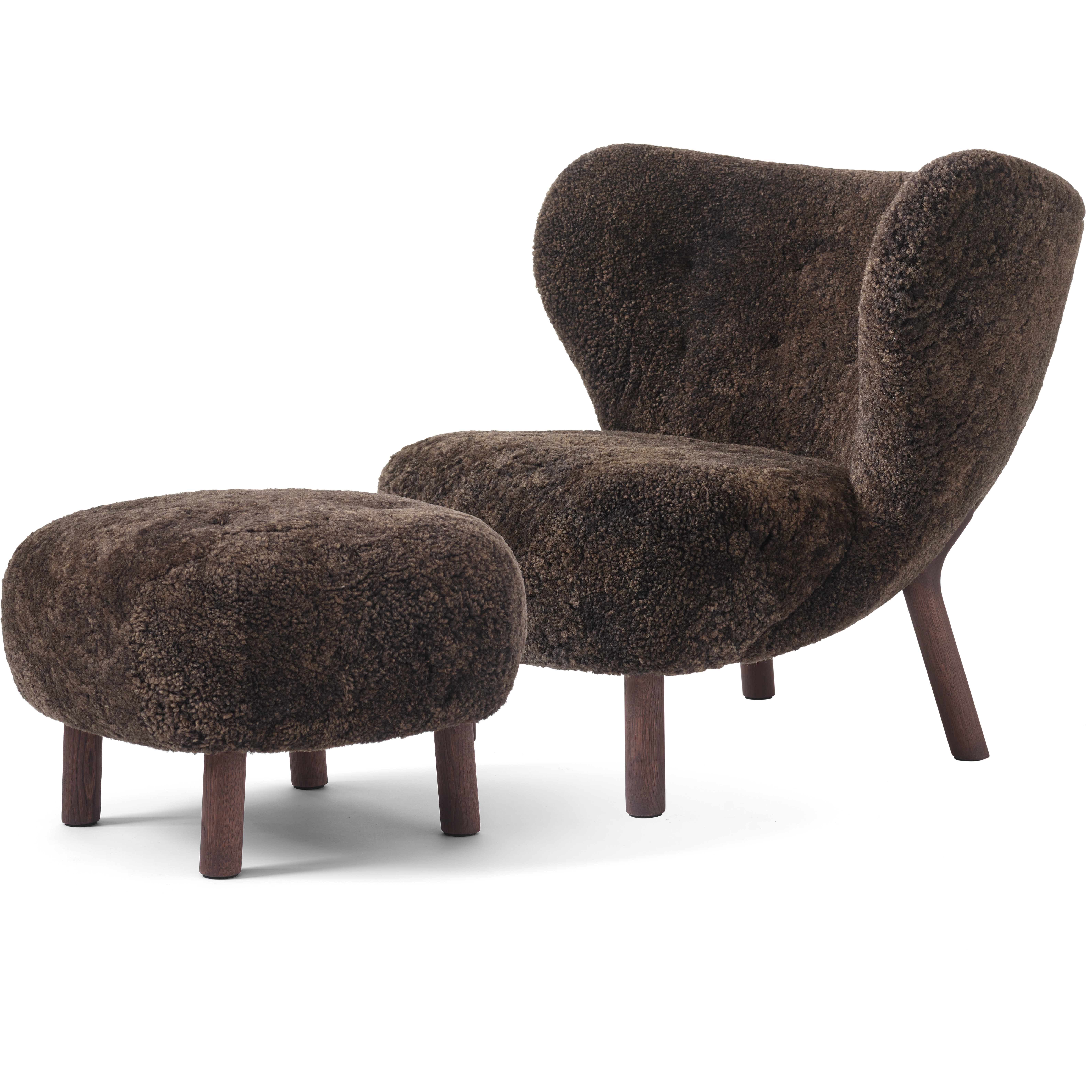&tradition little petra vb1 lounge chair set sheepskin / dark stained oak - fårskinn espresso