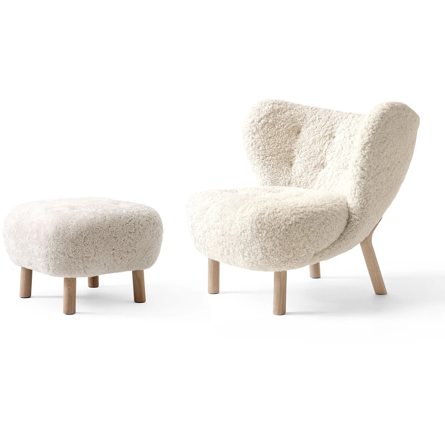 &tradition little petra vb1 loungestol set fårskinn moonlight / oljad ek - moonlight white