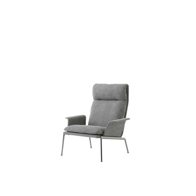 &Tradition Muno Ln17 F&aring;t&ouml;lj Med Armst&ouml;d & H&ouml;g Rygg M&ouml;rk Krom/ 0126 - Aluminium Hallingdal