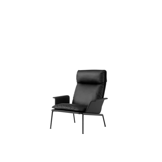 &Tradition Muno Ln17 F&aring;t&ouml;lj Med Armst&ouml;d & H&ouml;g Rygg Varm Svart/noble Leather Black - Aluminium COLOUR_NOBLE_LEATHER