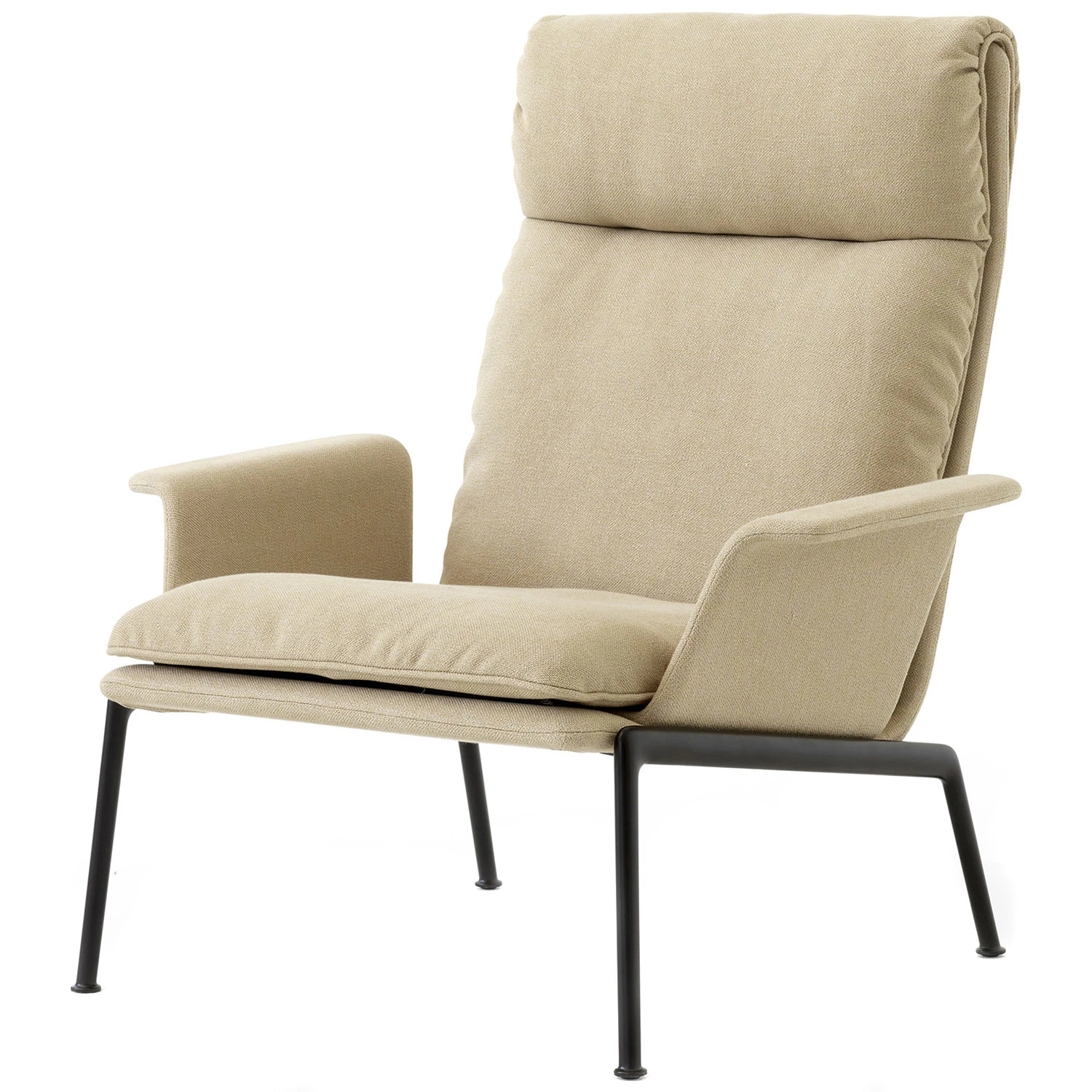 &Tradition Muno Ln17 Loungef&aring;t&ouml;lj H&ouml;g Rygg Med Armst&ouml;d Warm Black / Clay 0007 - Linne Beige