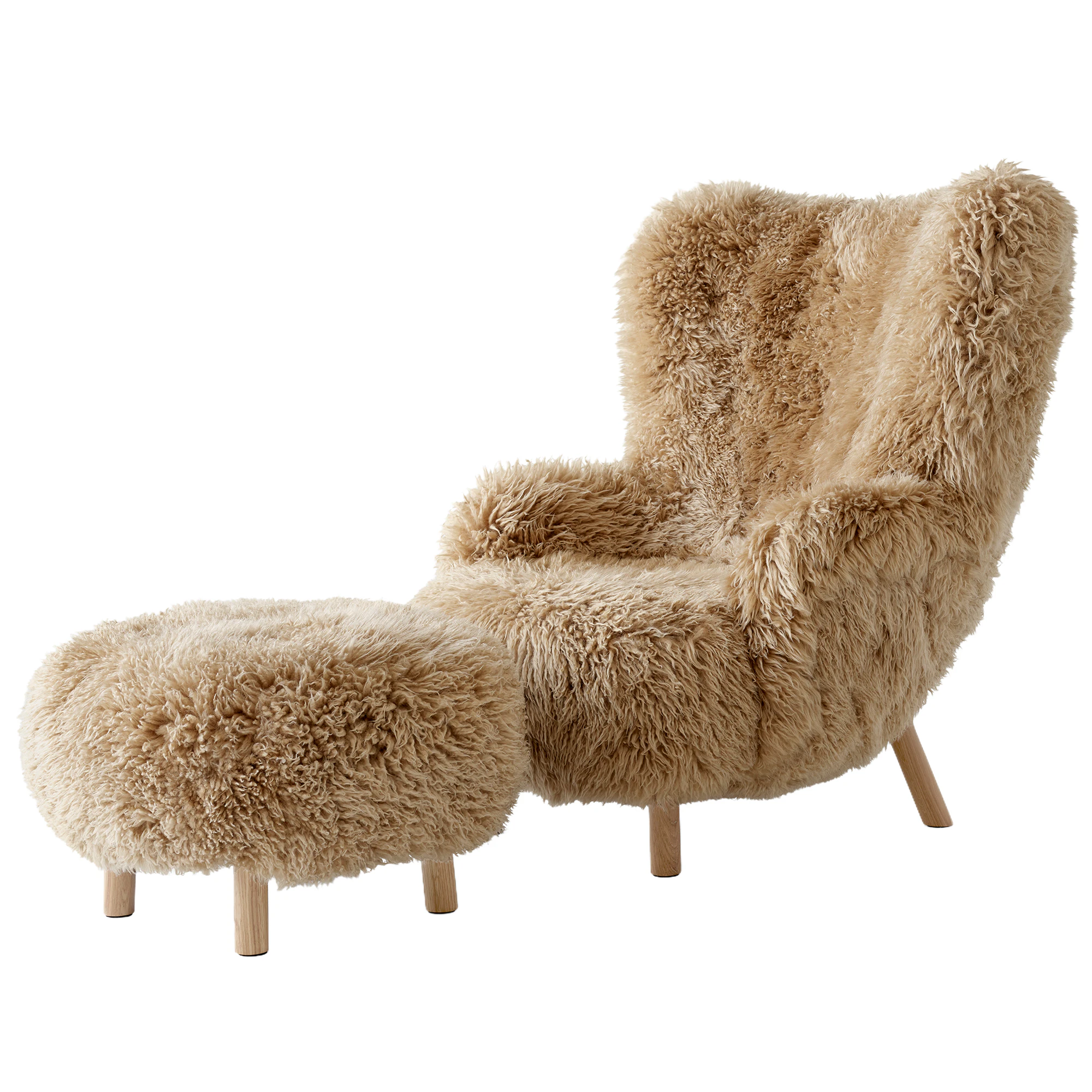 &Tradition Petra Vb3 Fåtölj Fårskinn Honey 50/ Inkl. Atd1 Puff - Fåtöljer Polyester Oljad Ek