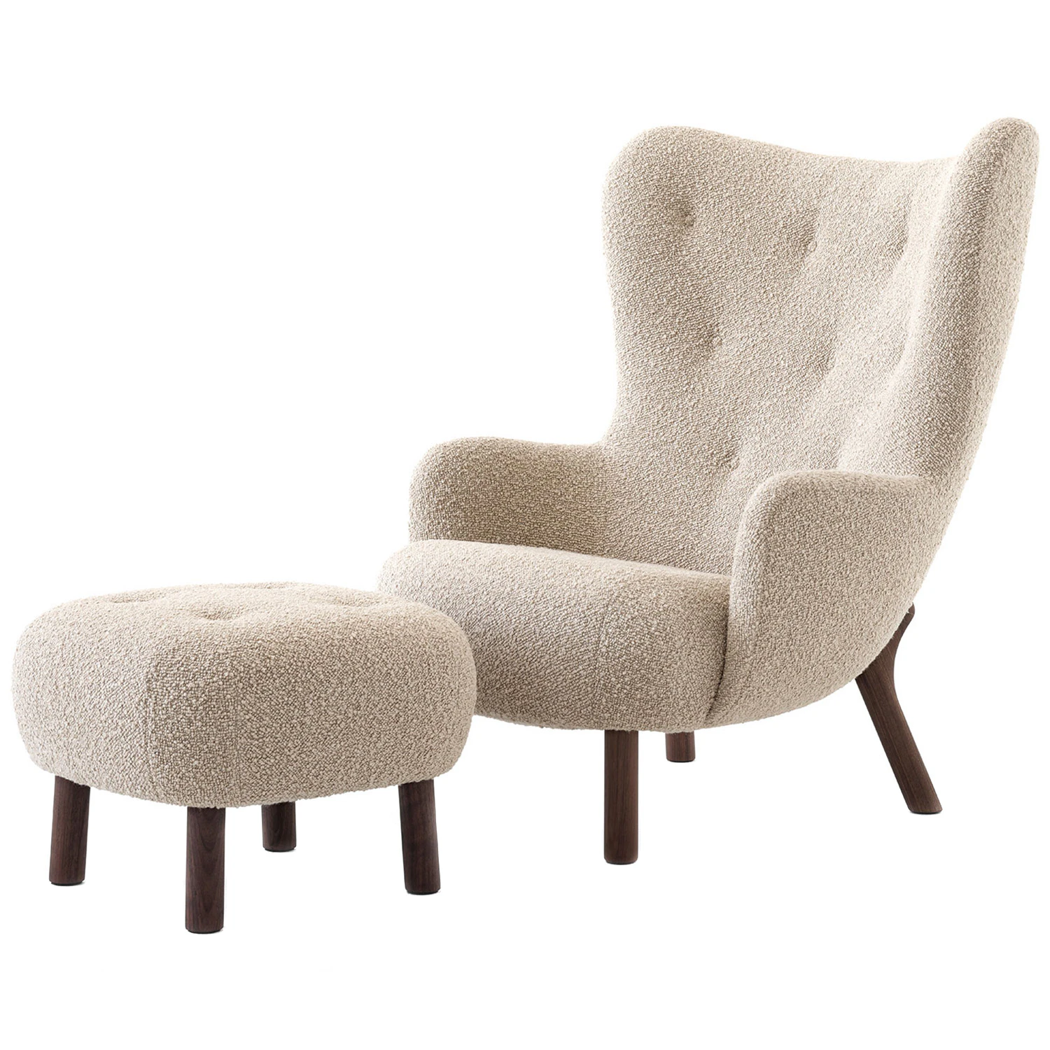 &Tradition Petra Vb3 Loungestol Set Karakorum 003 / Valn&ouml;t - Ullboucl&eacute; Beige