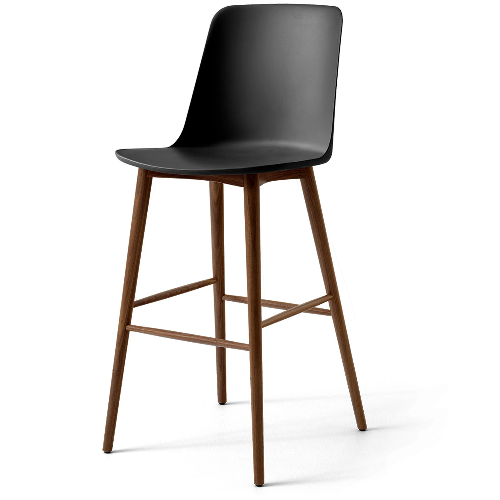 &Tradition Rely Hw133 H&ouml;gt Ryggst&ouml;d 75 Cm Lackerad Valn&ouml;t / - Barstolar &Aring;tervinningsbar Polypropen Svart
