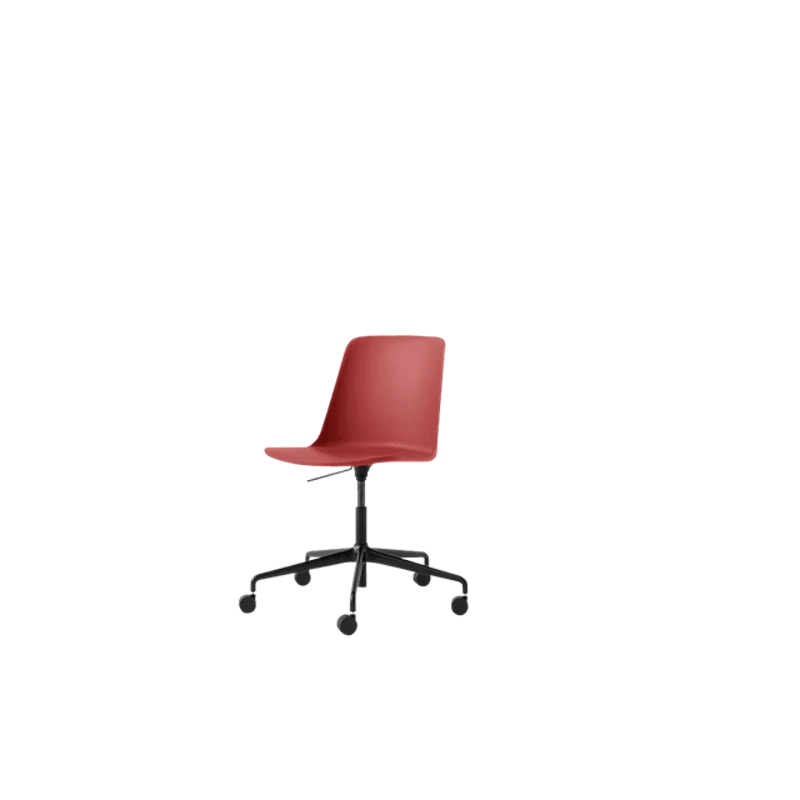 Rely HW28 Matstol Utan Armstöd Swivel Med Hjul Vermilion Red/Svart