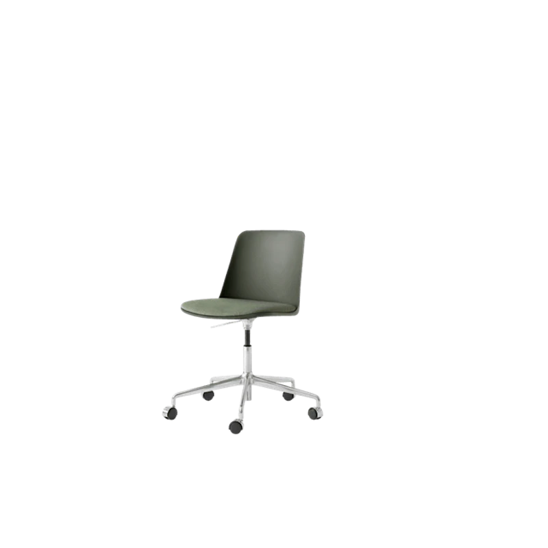Rely HW29 Matstol Utan Armstöd Swivel Med Hjul Polstrad Sits Bronze Green/Aluminium/Canvas 0926