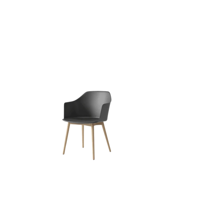 Rely HW76 Matstol Med Armstöd Stone Grey/Klarlackad Ek